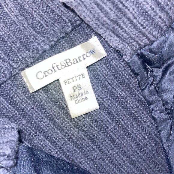 Croft & Barrow Sweater Full Zip Rib Knit Cardigan Mock Neck 100% Cotton Size PS - Picture 3 of 4